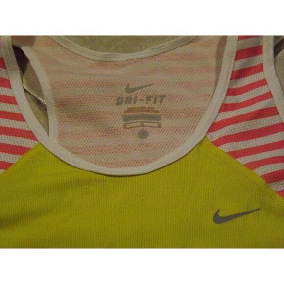 Nike Tank Top Women Sz M Multicolor Dri Fit Striped Workout Athleisure - Picture 2 of 6